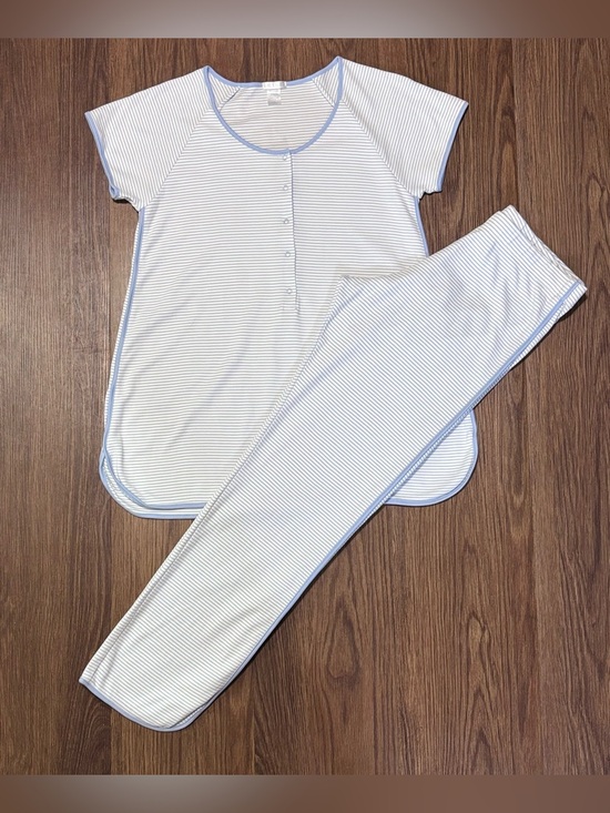 LAKE Other - LAKE Pima Cotton Pajama Set Blue Stripe Luxe Sleepwear XS